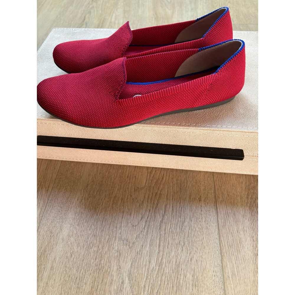 ROTHY'S The Loafer Chili Red Knit Sustainable Flats Shoes Women's Size 7 - Picture 2 of 8